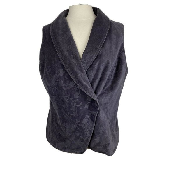 J. Jill Jackets & Blazers - J Jill Vest Gray Sleeveless Floral Cotton Blend